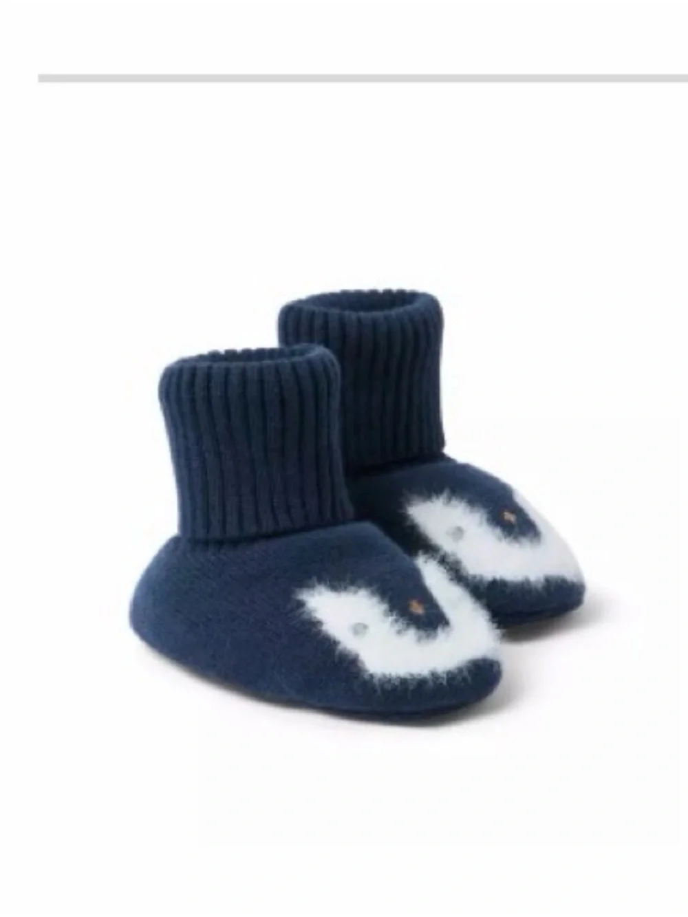 Janie and Jack Navy Blue Baby Booties with White Penguin Detail